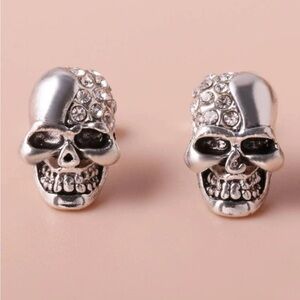 Cubic Zirconia Skull Stud Earrings, Skull Earrings, Skull Studs